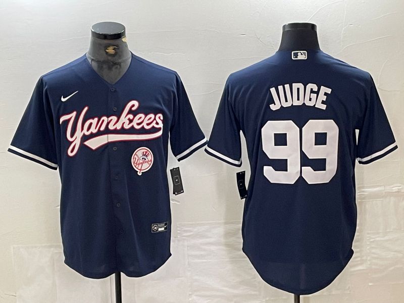 Men New York Yankees 99 Judge Dark blue Second generation joint name Nike 2024 MLB Jersey style 4